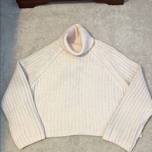 Zara M cream cozy cropped turtleneck sweater